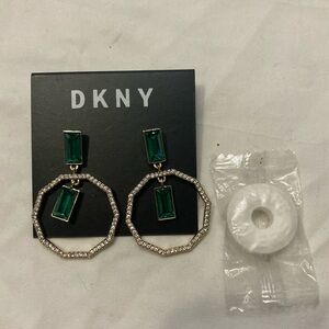 1-3 DKNY earrings post green gold tone NWT